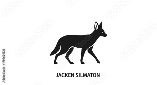 Black silhouette of a jackal walking on a white background, clean vector illustration