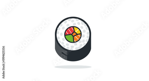 Vibrant Sushi Roll Illustration Showcasing Japanese Cuisine and Culinary Delight