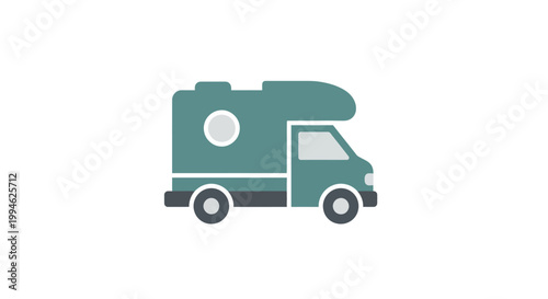 Minimalist Motorhome Illustration Depicting Travel, Adventure, and Vacation Concepts