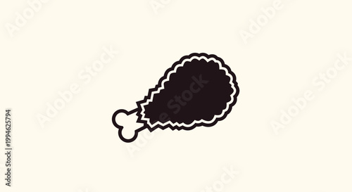 Minimalistic Fried Chicken Drumstick Icon Against a Cream Backdrop in Vector Style