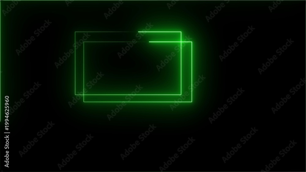 Fototapeta premium Neon green squares on black background