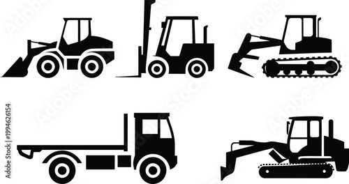 Five types of heavy construction machinery used in various excavation tasks