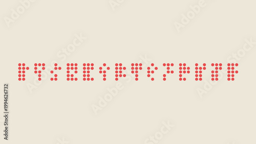 A horizontal arrangement of red dots forms the word representation against a pale neutral background high quality professional detailed modern elegant stylish clean crisp vibrant colorful