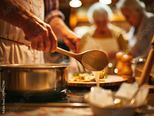 Family Cooking Dinner Together 