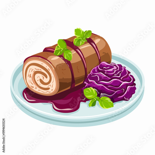 Rinderrouladen mit Rotkohl und Sauce