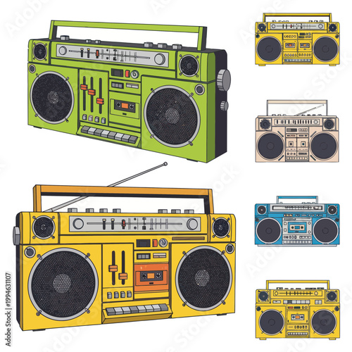 Retro Boombox Collection: Vintage Cassette Players and Radios