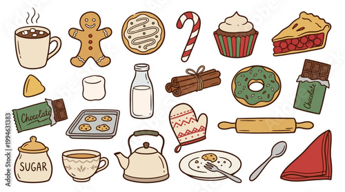 Delicious array of sweet treats and baking essentials for holiday feasting and cooking preparation Element Set Element Bundle