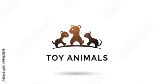Three Adorable Toy Animals Standing Together on a White Background.