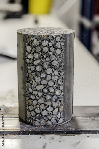 Asphalt core cross section in laboratory