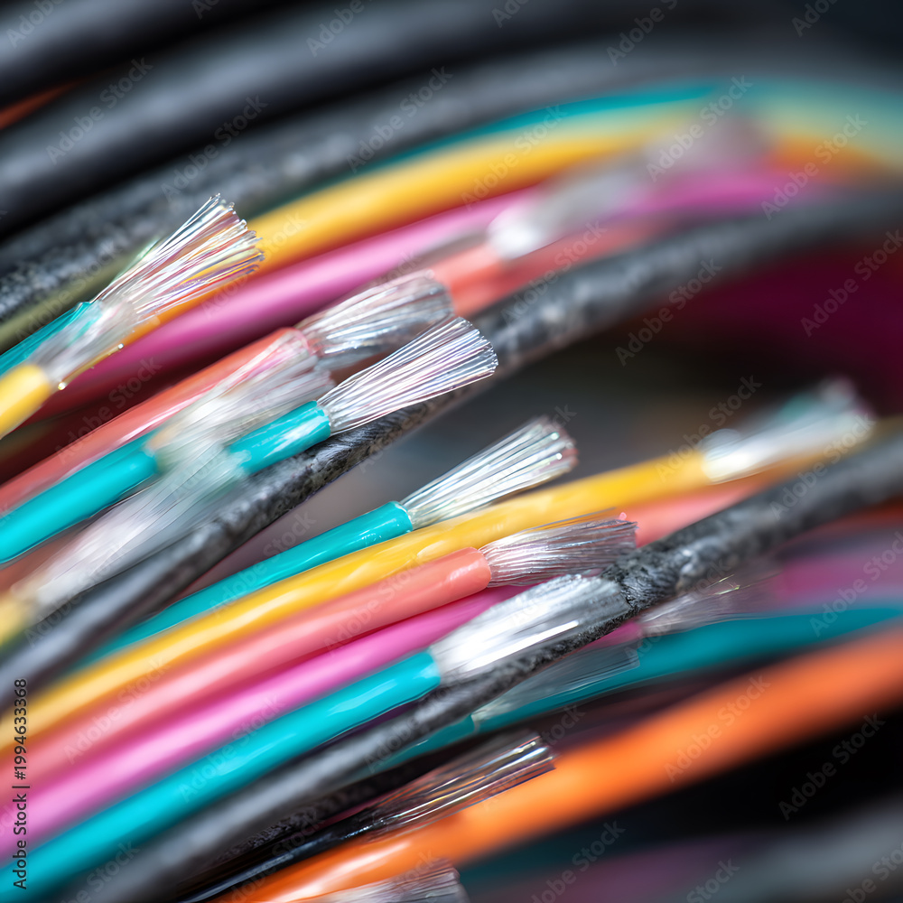 Fototapeta premium Colorful wires macro connectivity concept