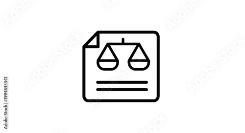 Legal Document with Scales of Justice Icon, Symbolizing Law and Justice