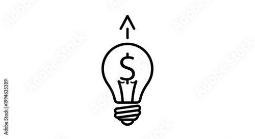 Lightbulb with dollar sign and upward arrow, symbolizing business growth and profitable ideas