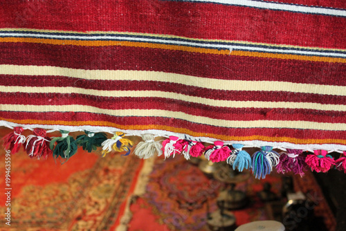 Schilderij op canvas Hand-woven antique wool rug. Turkish rug.