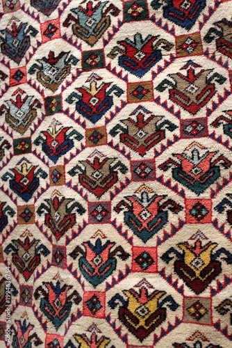 Hand-woven antique wool carpet. Turkish carpet.