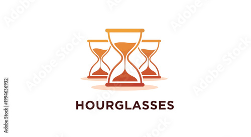 Three Hourglasses Displayed on White Background, Symbolizing Time Passing Quickly.