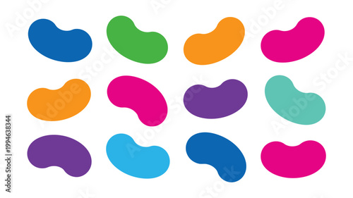 A vibrant arrangement of colorful rounded jelly beans is displayed against a clean white background showcasing a playful design high quality professional detailed modern elegant stylish