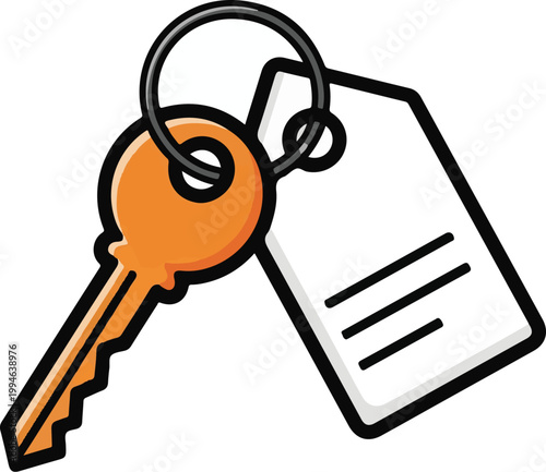 Minimalist Key with Blank Label Tag Icon