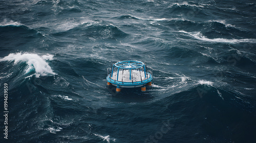 Solitary ocean platform in rough waves