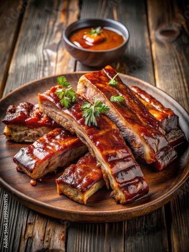Ribs meat falling off bone with juicy sauce