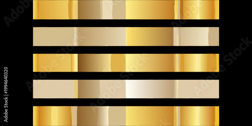 Three rows of metallic gradient bands in gold and silver tones