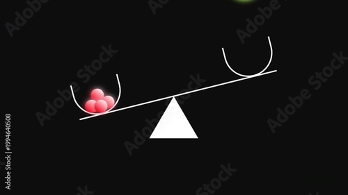 Animated Scale Balancing Small Red Spheres Against One Large Green Sphere Representing Quality Over Quantity