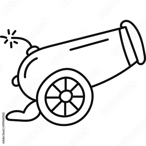 Vintage Cannon Line Art Icon