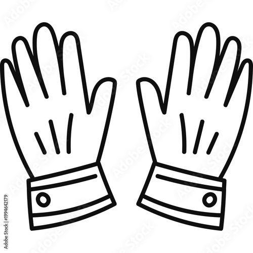 Pair of Winter Gloves Line Art Icon