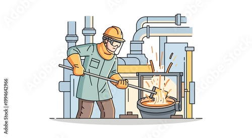 Industrial worker in protective gear.
