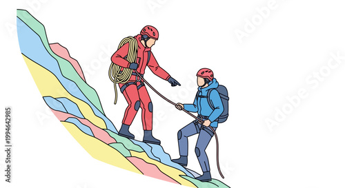 Two rock climbers on a slope.