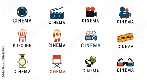 Collection of cinema and movie related icons.