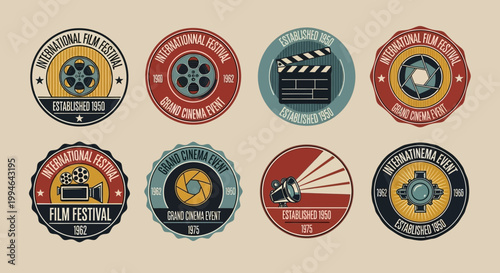 Film festival badges and labels collection.