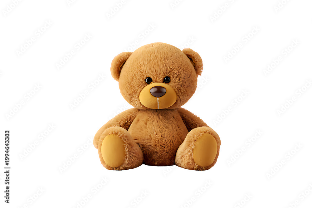 Obraz premium Soft brown teddy bear sitting upright with friendly facial features
