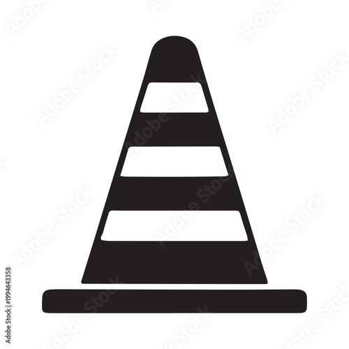 Traffic cone icon, roadblock sign, warning symbol, construction marker