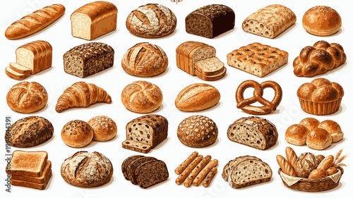 Bread Pack - Loaf, Baguette, Toast and Bakery Food Elements