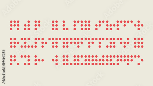An abstract arrangement of red dots resembling braille characters is displayed against a neutral light beige background creating a textured pattern high quality professional detailed modern