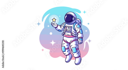 Astronaut in Space Suit Holding Star.
