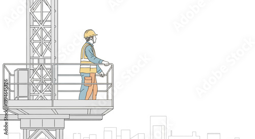 Construction worker on high platform.