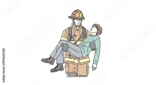 Firefighter Carrying Woman Rescue Operation.