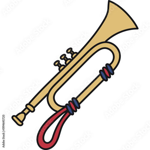 Vintage Brass Bugle Musical Instrument