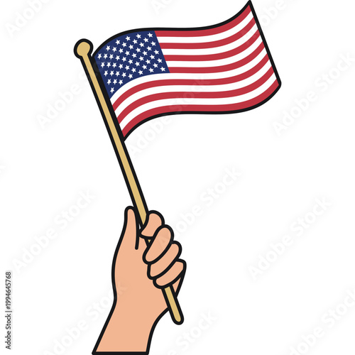 Hand Holding American Flag Illustration