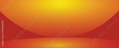 Vibrant sunset scene with warm orange hues and abstract shapes