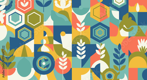 Colorful abstract geometric shapes pattern 2.