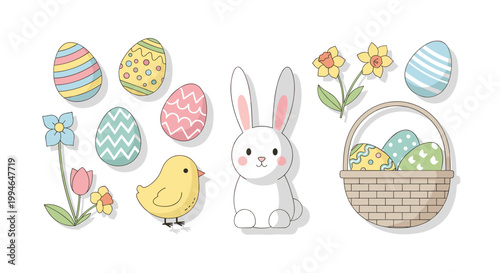 Easter bunny and eggs.