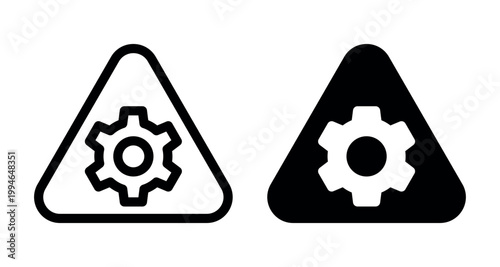 Technical Warning Gear System Alert Icon, Maintenance Triangle Settings Error Design Set