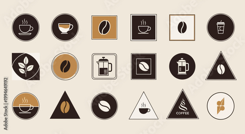 Coffee and tea logo design elements.
