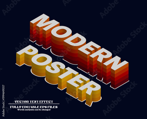 3D Isometric Text Effect Style, Modern Typography Vector EPS Illustration Template