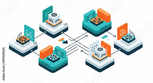 Foto A network of connected devices and servers.