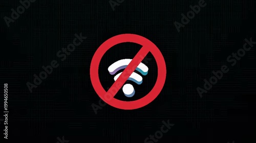 No WiFi Icon Connection 4K Animated Signal Loss Concept for Digital Background