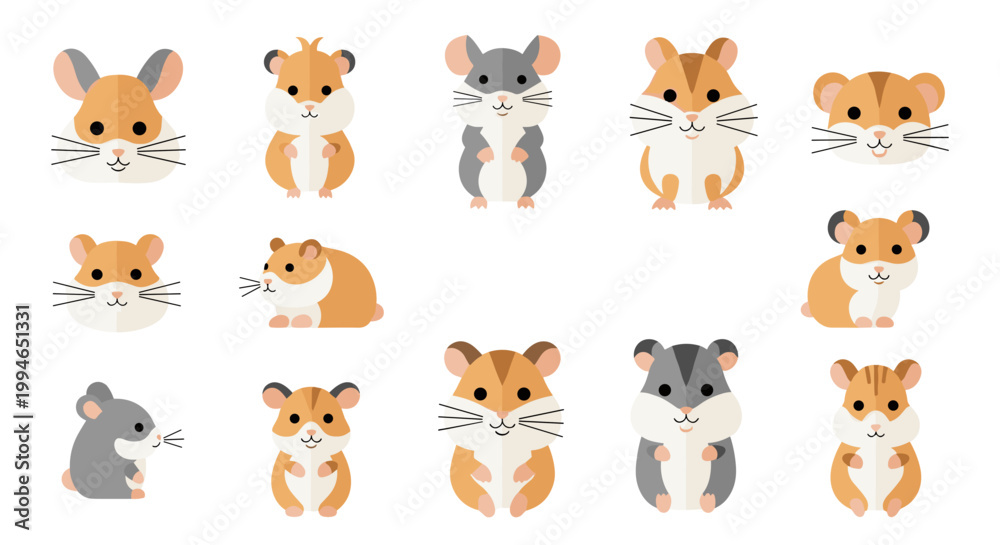 Fototapeta premium Various Hamster Illustrations Collection.