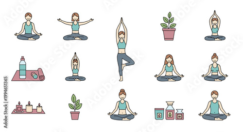Woman doing various yoga poses.